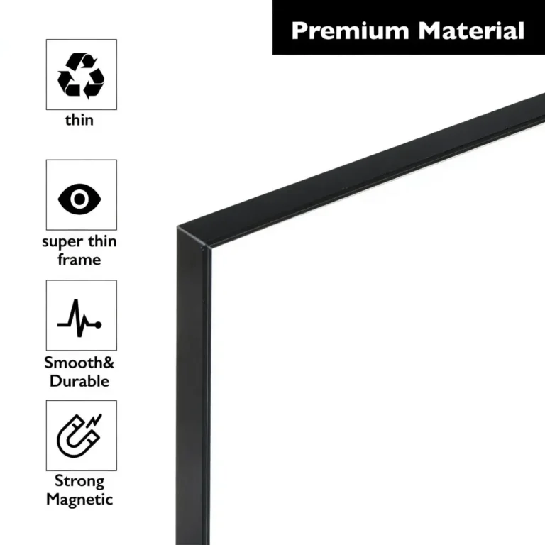 Slim Black Frame Portrait Dry Erase Whiteboard