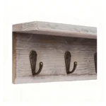 Rustic Gray Whiteboard Wall Organizer with Shelf and Hooks