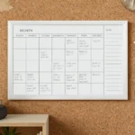 White Frame Monthly Calendar Whiteboard with Notes Column