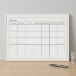 White Frame Monthly Calendar Dry Erase Board