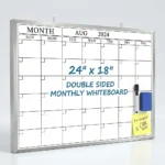 Silver Frame Monthly Calendar Dry Erase Board