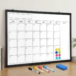 Black Frame Magnetic Monthly Calendar Whiteboard
