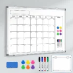 Silver Frame Magnetic Monthly Calendar Whiteboard