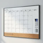 Monthly Calendar Whiteboard with Cork Strip and Notes Column