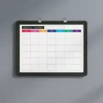 Black Frame Color-Coded Monthly Planner Whiteboard