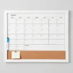 Monthly Calendar Whiteboard with Cork Bulletin Strip