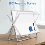 Pizarra blanca de escritorio de doble cara con base plegable