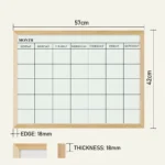 Light Wood Frame Monthly Calendar Whiteboard