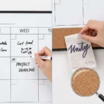 Monthly Calendar Whiteboard with Cork Strip and Notes Column