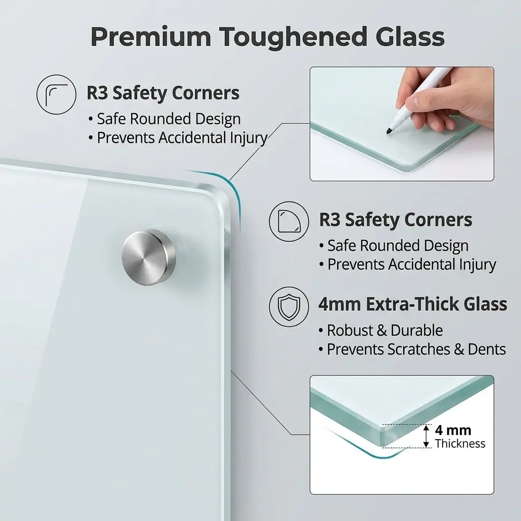 Glass Dry Erase Board, Magnetic Glass Whiteboard for Wall - 图片 4