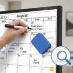 Black Frame Monthly Calendar Whiteboard with Notes Area