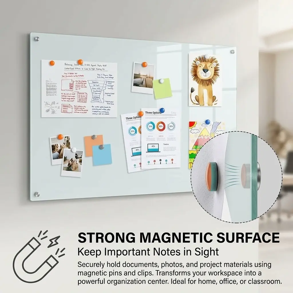 Glass Dry Erase Board, Magnetic Glass Whiteboard for Wall - 图片 3