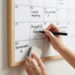 Light Wood Frame Monthly Calendar Whiteboard