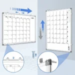 Silver Frame Magnetic Monthly Calendar Whiteboard