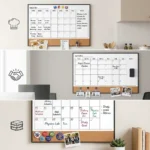 Monthly Calendar Whiteboard with Cork Strip and Notes Column