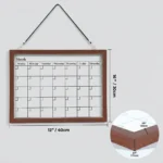 Brown Wood Frame Monthly Calendar Whiteboard