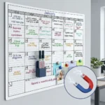 Pizarra blanca cuadriculada de planificación y horarios
