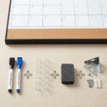 Monthly Calendar Whiteboard with Cork Strip and Notes Column