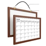 Brown Wood Frame Monthly Calendar Whiteboard
