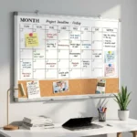 Combo de pizarra calendario mensual y tira de corcho