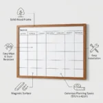 Light Wood Frame Monthly Calendar Whiteboard