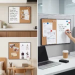 Black Frame Whiteboard and Cork Bulletin Board Combo