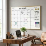 Monthly Calendar Whiteboard with Notes Sidebar