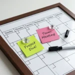Brown Wood Frame Monthly Calendar Whiteboard