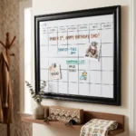 Black Frame Monthly Calendar Dry Erase Board