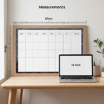 Wood Frame Monthly Calendar Whiteboard with Blue Border
