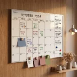 Wall-Mounted Monthly Calendar Whiteboard