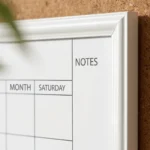 White Frame Monthly Calendar Whiteboard with Notes Column