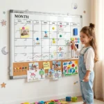 Combo de pizarra calendario mensual y tira de corcho