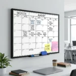 Black Frame Monthly Calendar Whiteboard with Notes Area