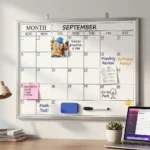 Silver Frame Monthly Calendar Dry Erase Board