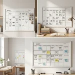 White Frame Monthly Calendar Whiteboard with Notes Column