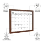 Brown Wood Frame Monthly Calendar Whiteboard