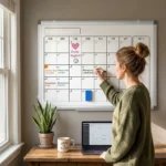 Silver Frame Magnetic Monthly Calendar Whiteboard