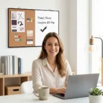 Black Frame Whiteboard and Cork Bulletin Board Combo