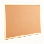 Tablero de anuncios de corcho con marco de madera clara