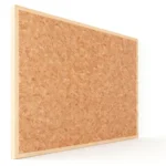 Tablero de anuncios de corcho natural con marco delgado en tono madera