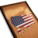 Wood Frame American Flag Map Cork Board