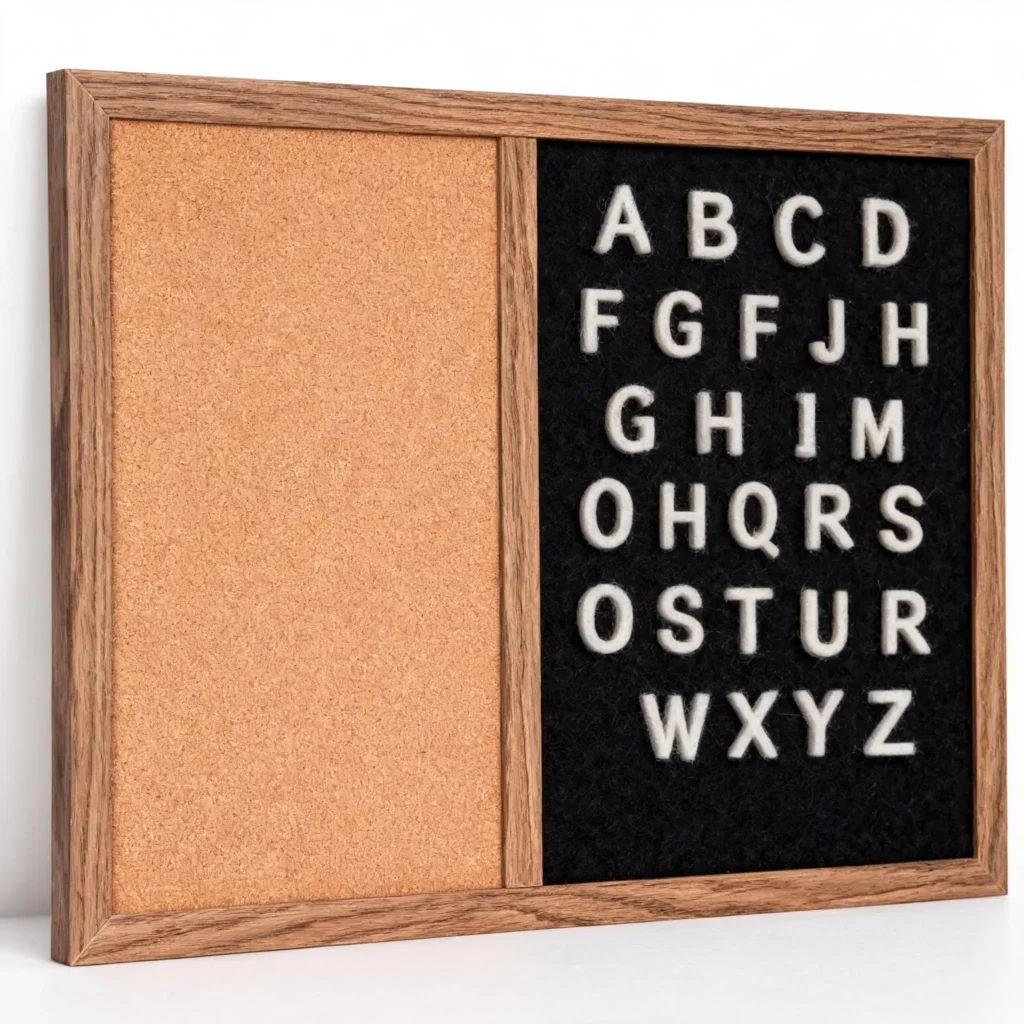 Wood Frame Cork and Black Letter Board Combo