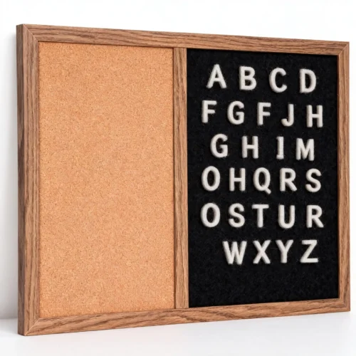 Wood Frame Cork and Black Letter Board Combo