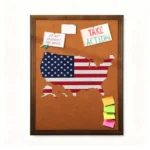 Wood Frame American Flag Map Cork Board