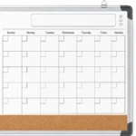 Monthly Calendar Whiteboard with Cork Strip