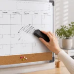 Monthly Calendar Whiteboard with Cork Strip