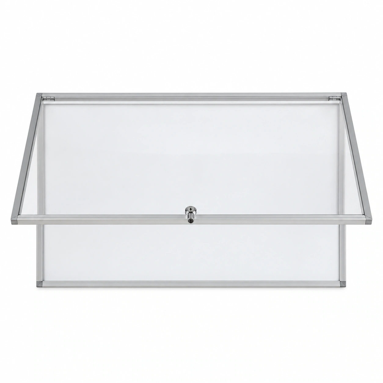 LW-T Vitrina con cerradura y pizarra blanca magnética, bisagra superior