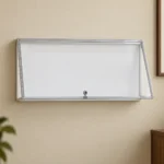 LW-T Vitrina con cerradura y pizarra blanca magnética, bisagra superior – vista 4