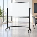 DF04 Pizarra blanca móvil abatible con soporte curvo – vista 3